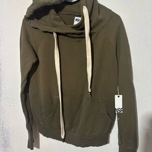 NSF Army Green Hoodie with Cream Drawstrings